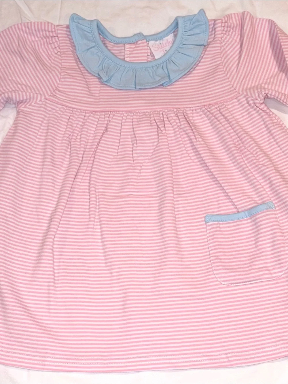 Stitchy Fish Amelia leggings set pink stripes and blue leggings & trim sz 3T NWT